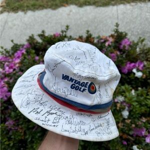PGA Senior Tour Vantage Golf Autographed Signed Hat 1987 - Arnold Palmer / Floyd
